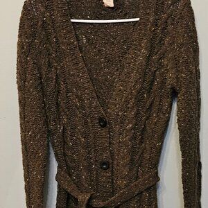 J. Crew Womens Chunky Cable Cardigan Sweater Button Wool Nylon Cashmere Medium